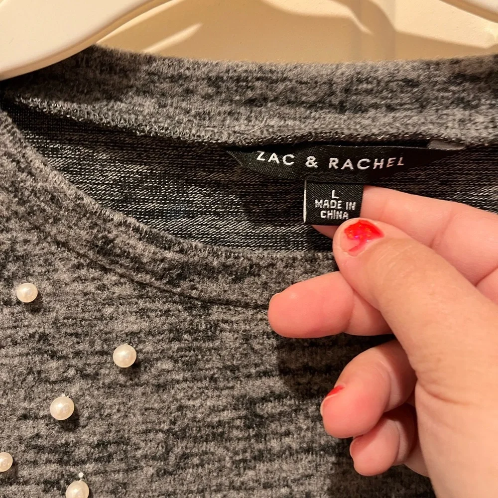 Gray Pearl Embellished Women's Top - Picture 2 of 4